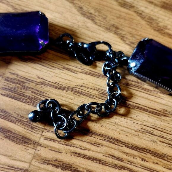 JOAN RIVERS Purple, Gunmetal Black Faceted Matinee Necklace STATEMENT MAKING! - Picture 4 of 9